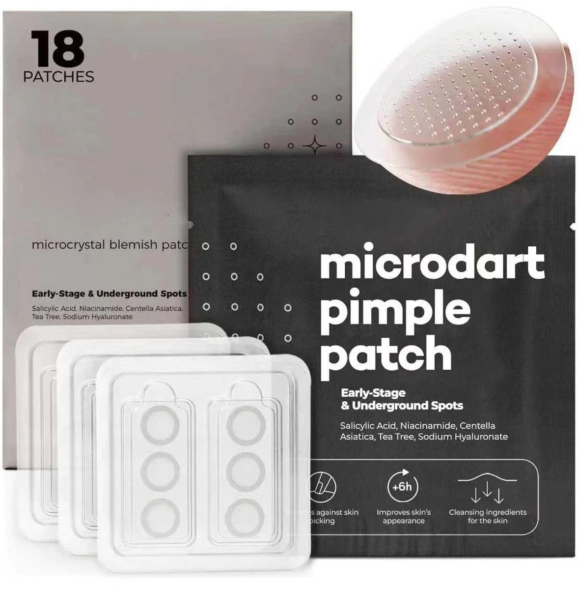 Illustrative microneedle packaging artwork from HYTANBIO portfolio page 6